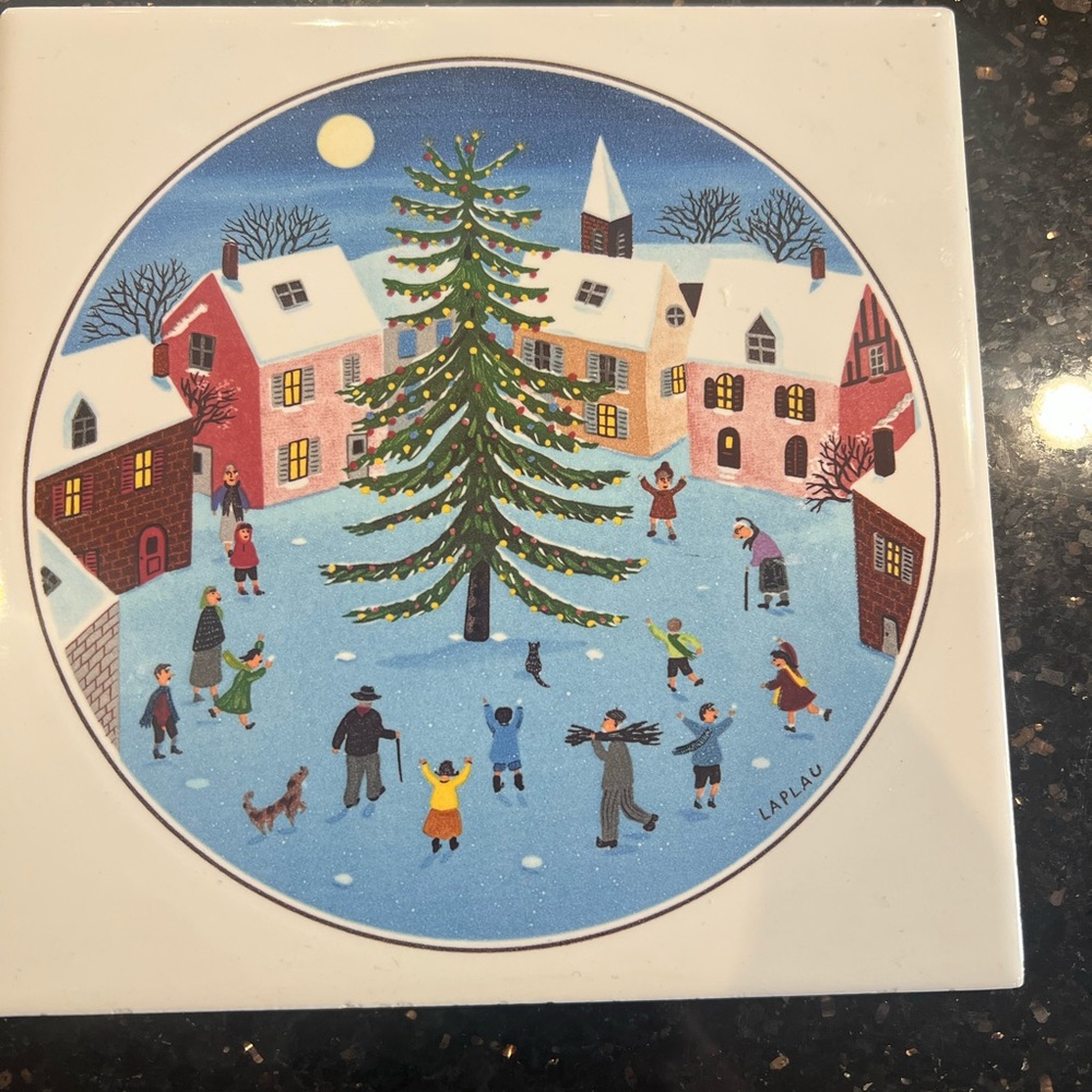 Vintage Villeroy & Boch, Naiff Laplau Winter Christmas Trivet Tile